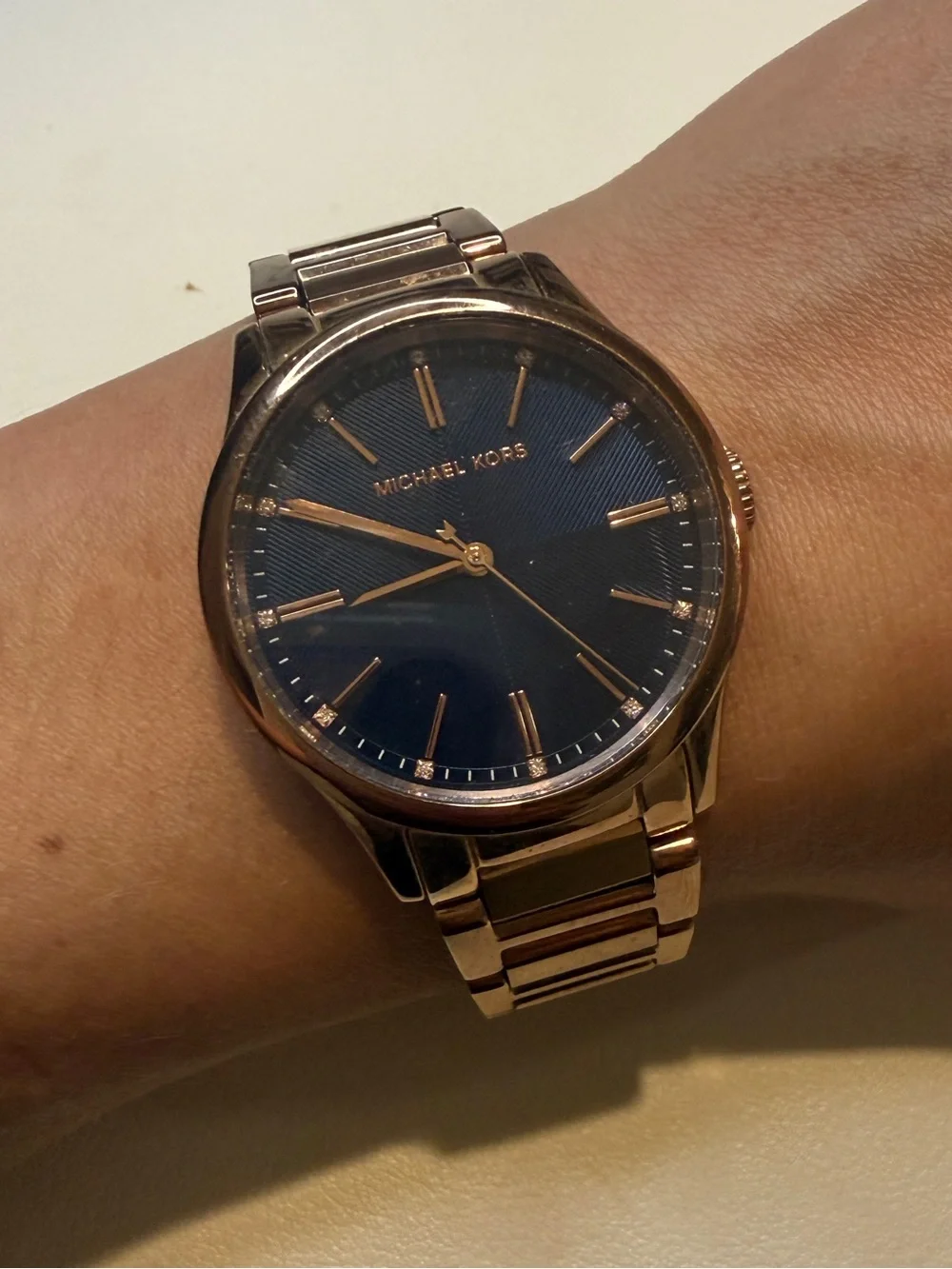 Michael Kors Rose Gold Watch with Navy Dial